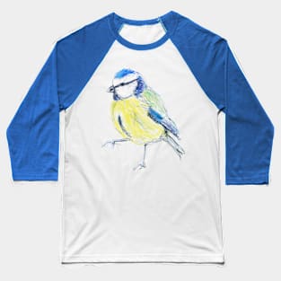 Bluetit Garden Bird on one leg Baseball T-Shirt